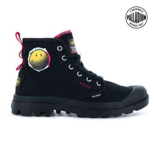 Palladium Pampa X Smiley 1970 Men's Boots Black | UK M170-YBM